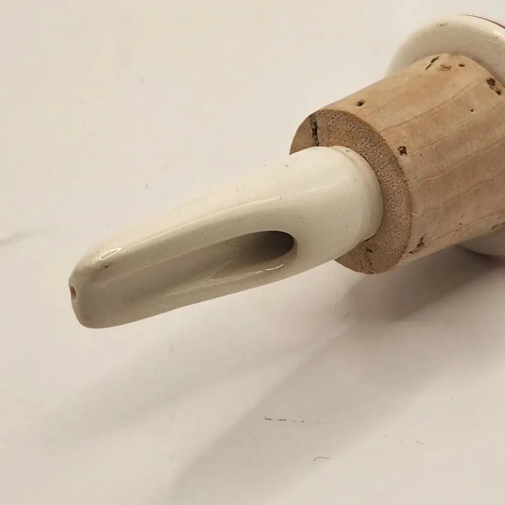 Vintage Ceramic Olive Oil or Wine Bottle Stopper Cork with Pourer